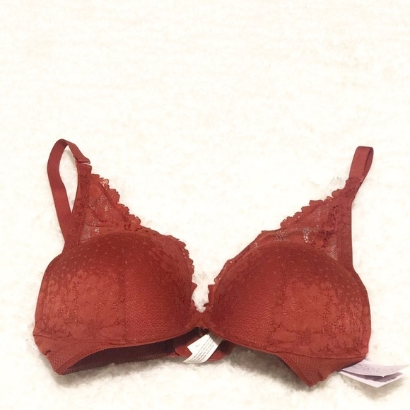 🆕 Auden lace multi way plunge push up bra 34DDD rust Orange adjustable - Picture 2 of 9